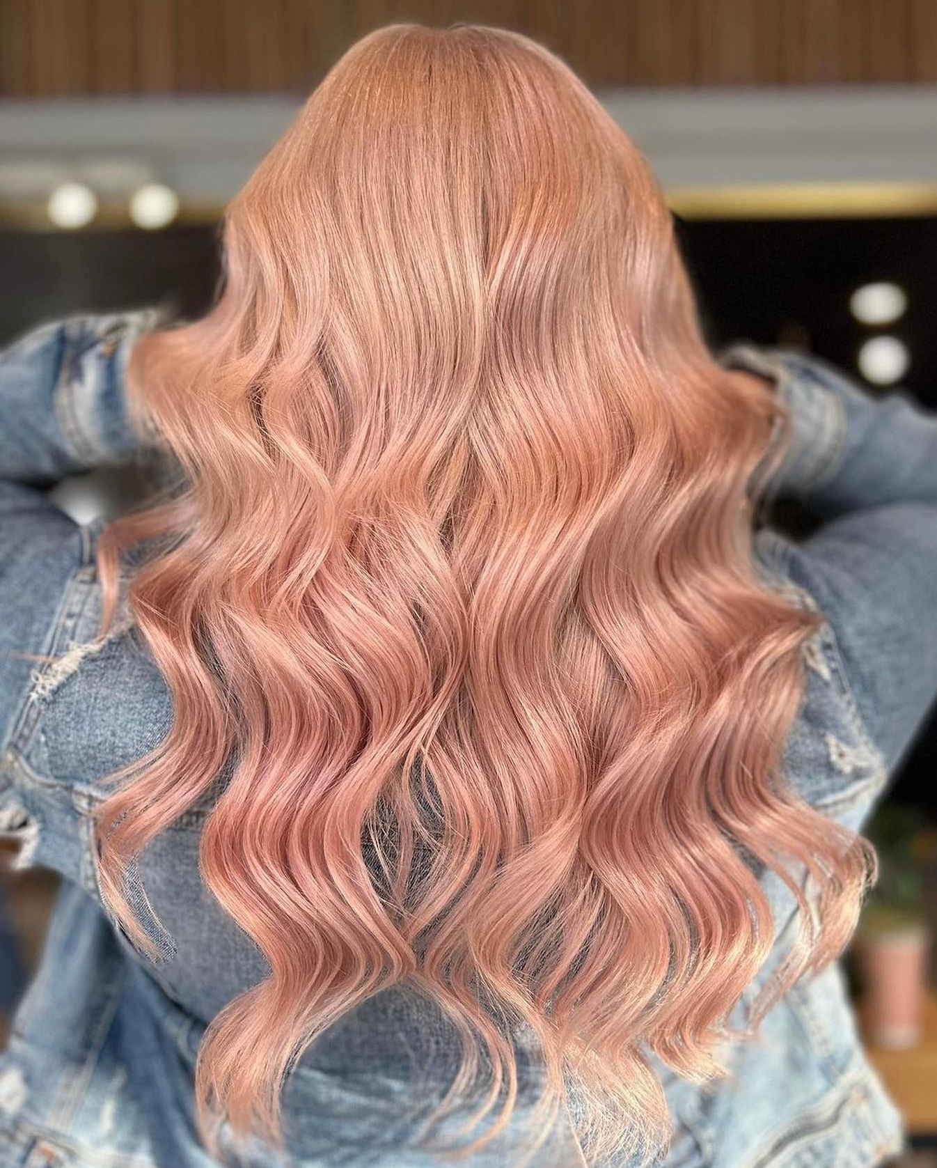 Rose Gold Hues on Long Blonde Hair