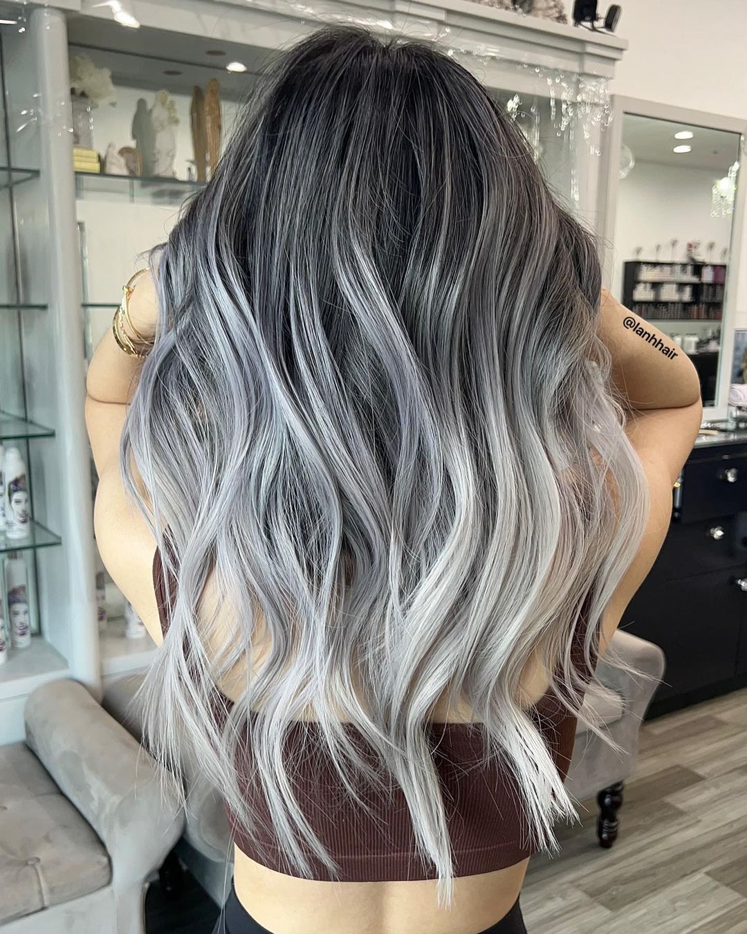 Long Dark Hair with Silver Highlights