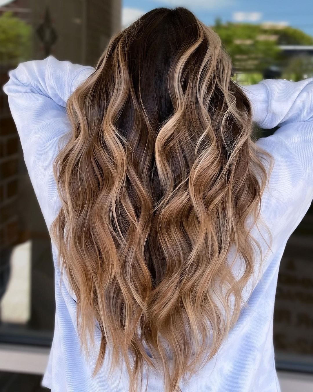 Long Dark Brown Hair with Honey Blonde Highlights