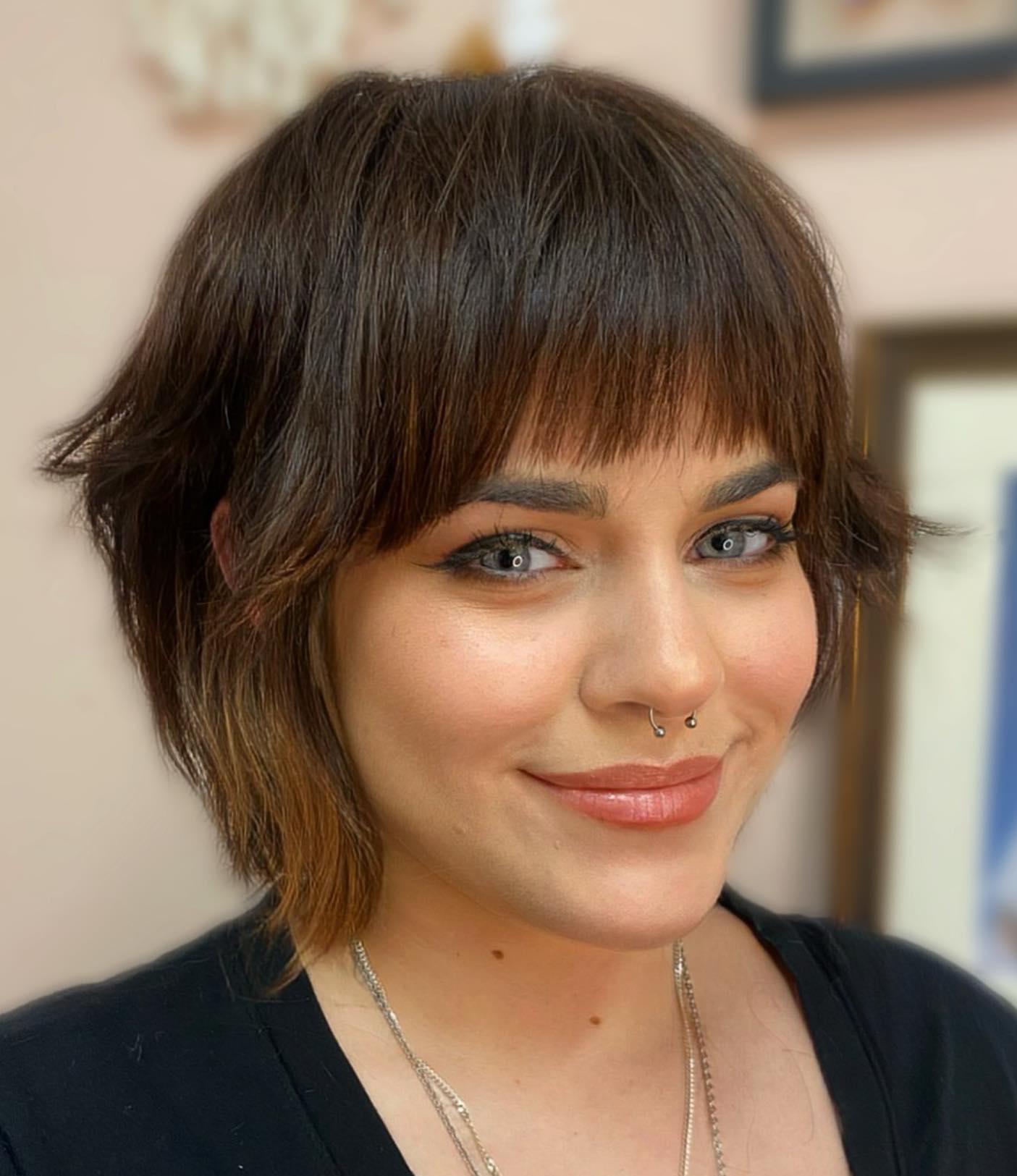 Sassy Razored Bob With A Fringe For Oval Faces