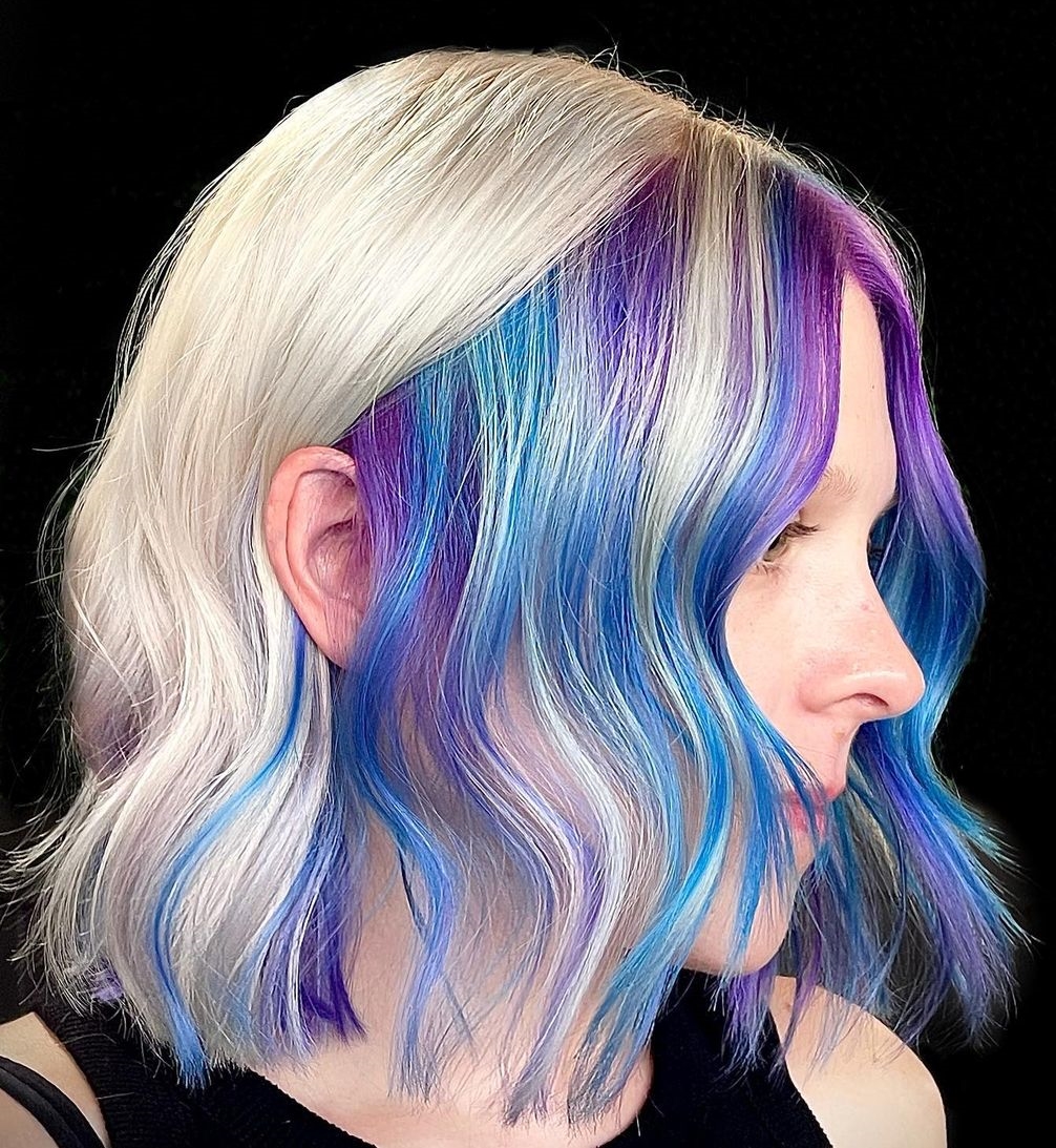 Unicorn Peekaboo Highlights on Short Blonde Hair