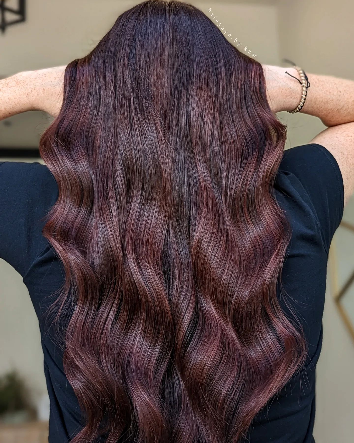 Long Wavy Burgundy Brown Hair