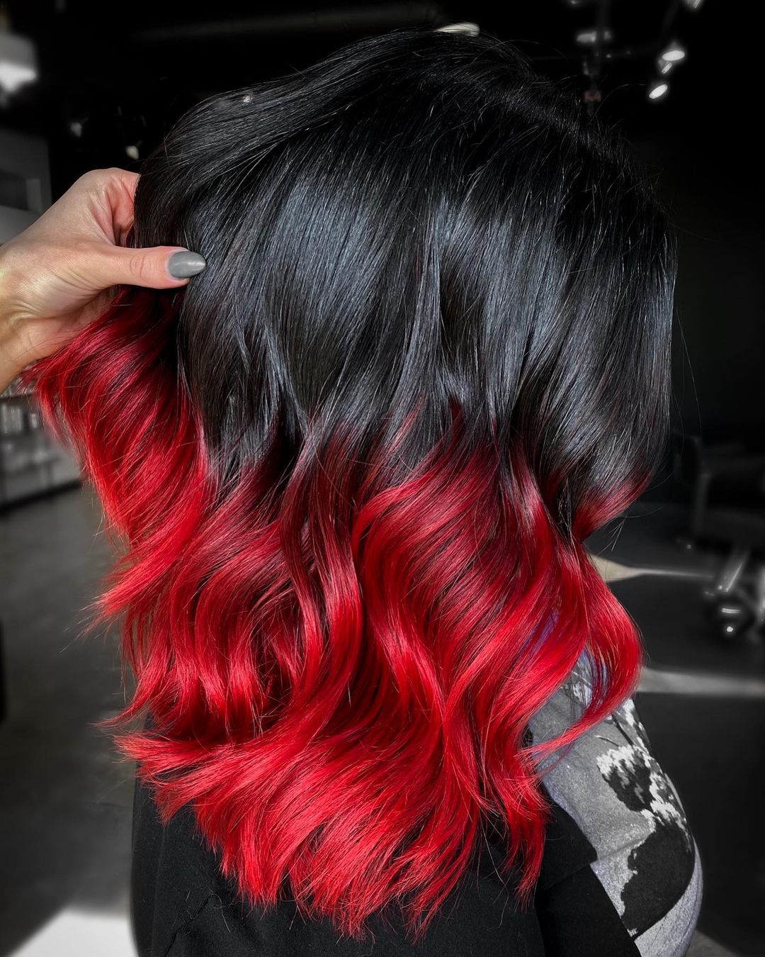 natural red hair with black tips