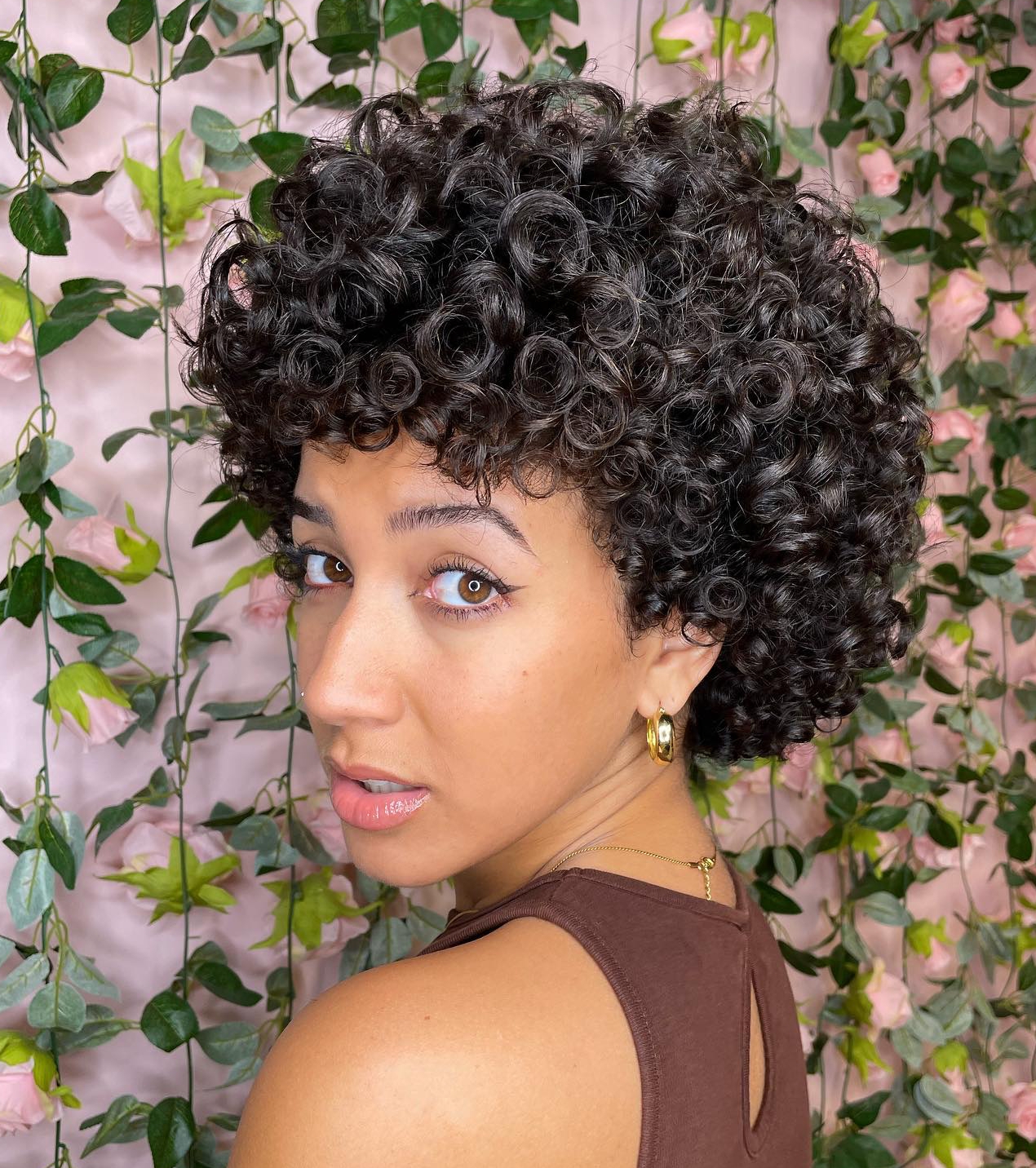 Tight Curls on Black Pixie Cut