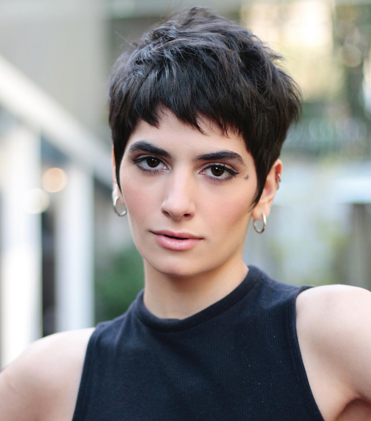 Pixie Cut on Black Hair with Baby Bang