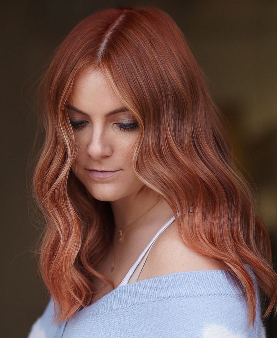 Dark Strawberry Hair with Blonde Highlights