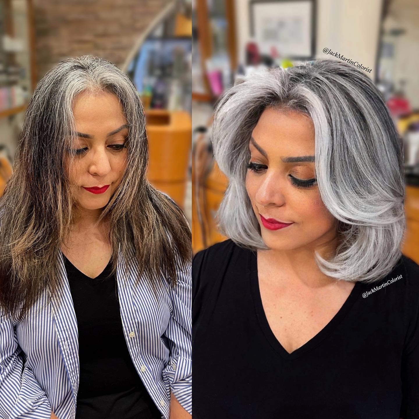 Highlights and Lowlights on Short Gray Bob Cut