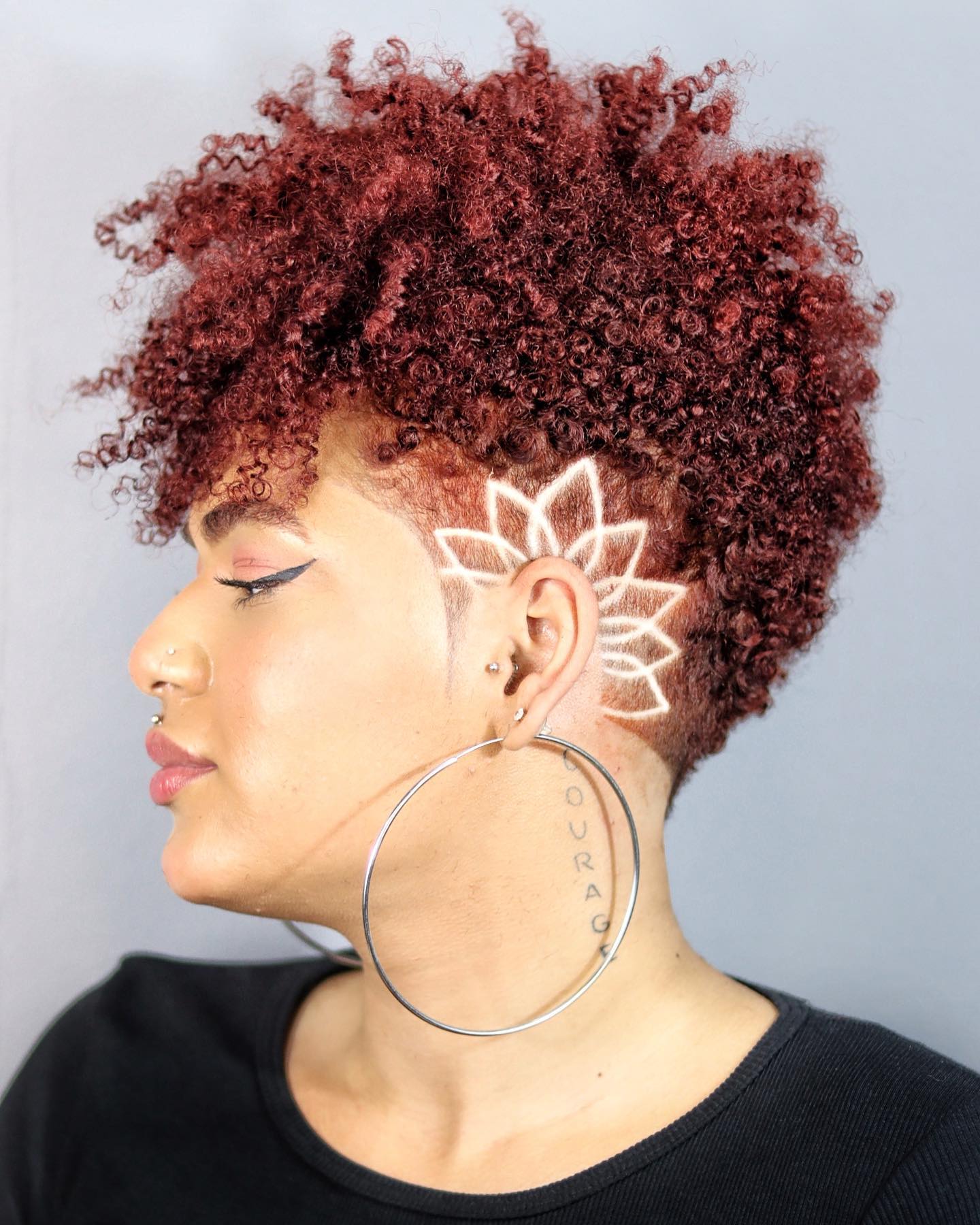 Short Curly Hair with Undercut on Side