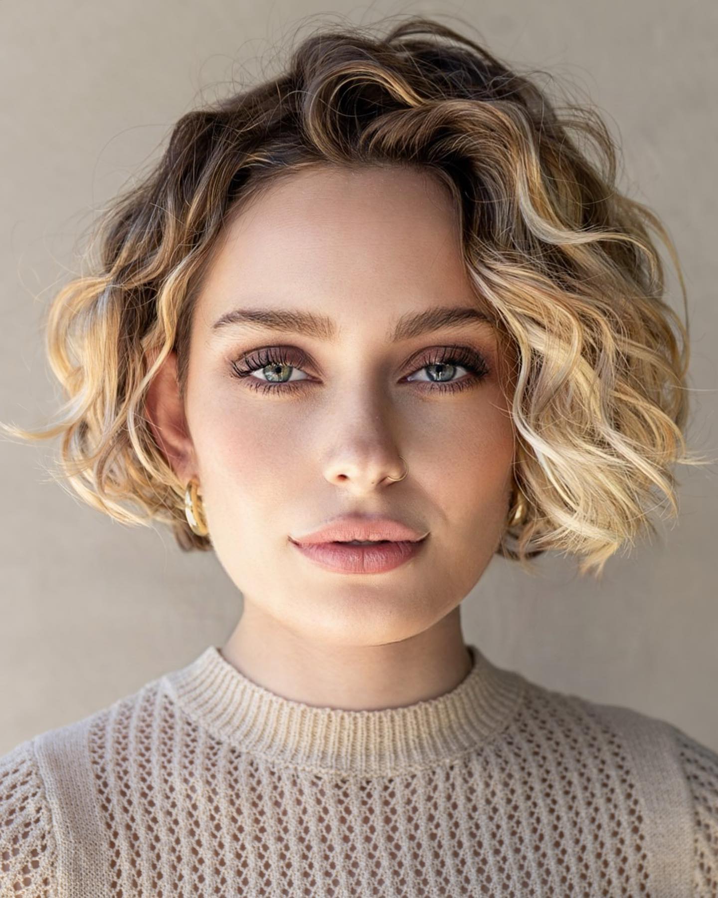 Short Blonde Bob Cut with Dark Roots