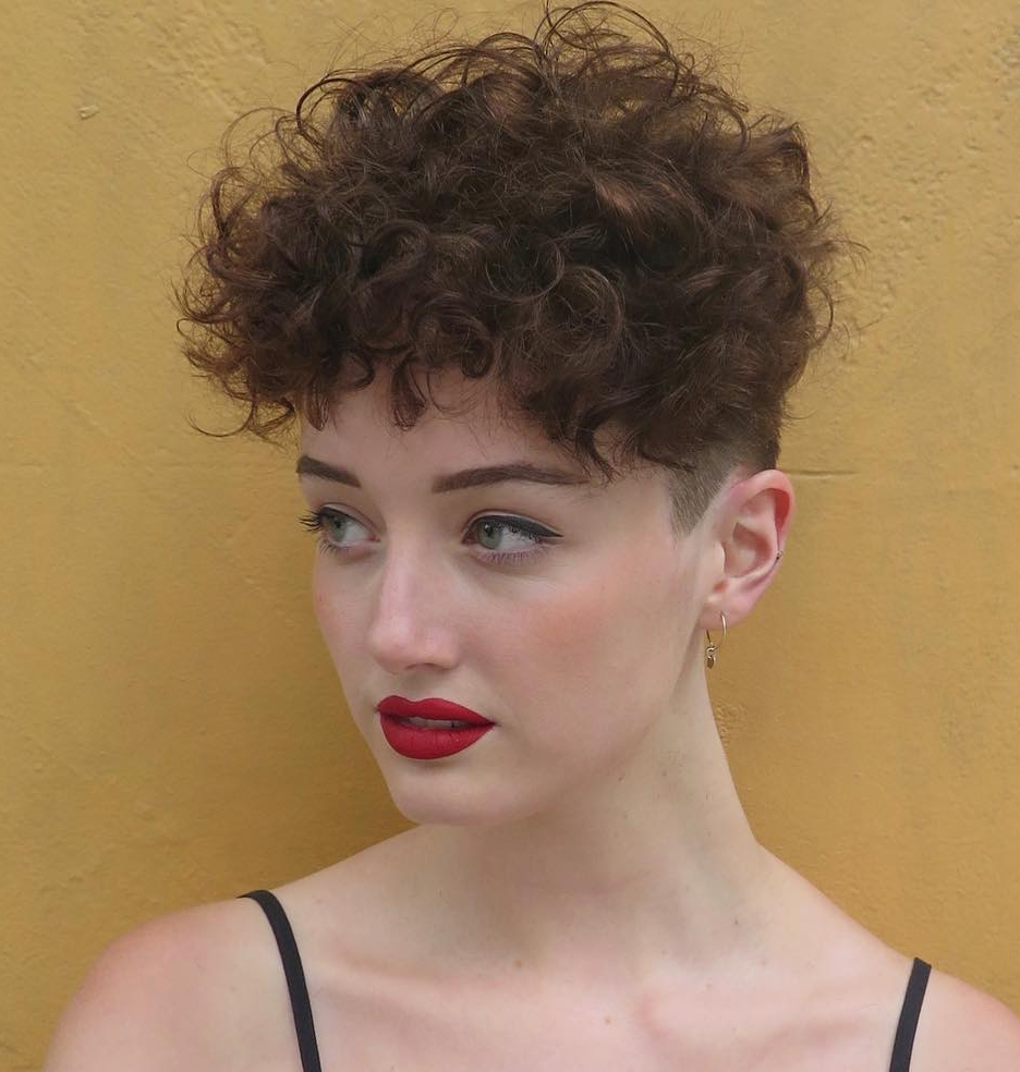 Curly Bow Cut on Brown Hair