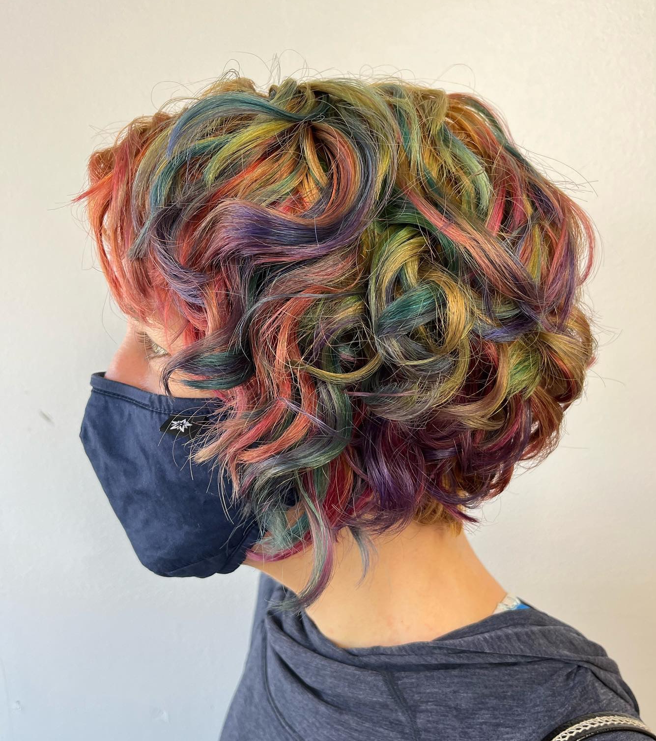 Short Bob Cut with Colorful Curls