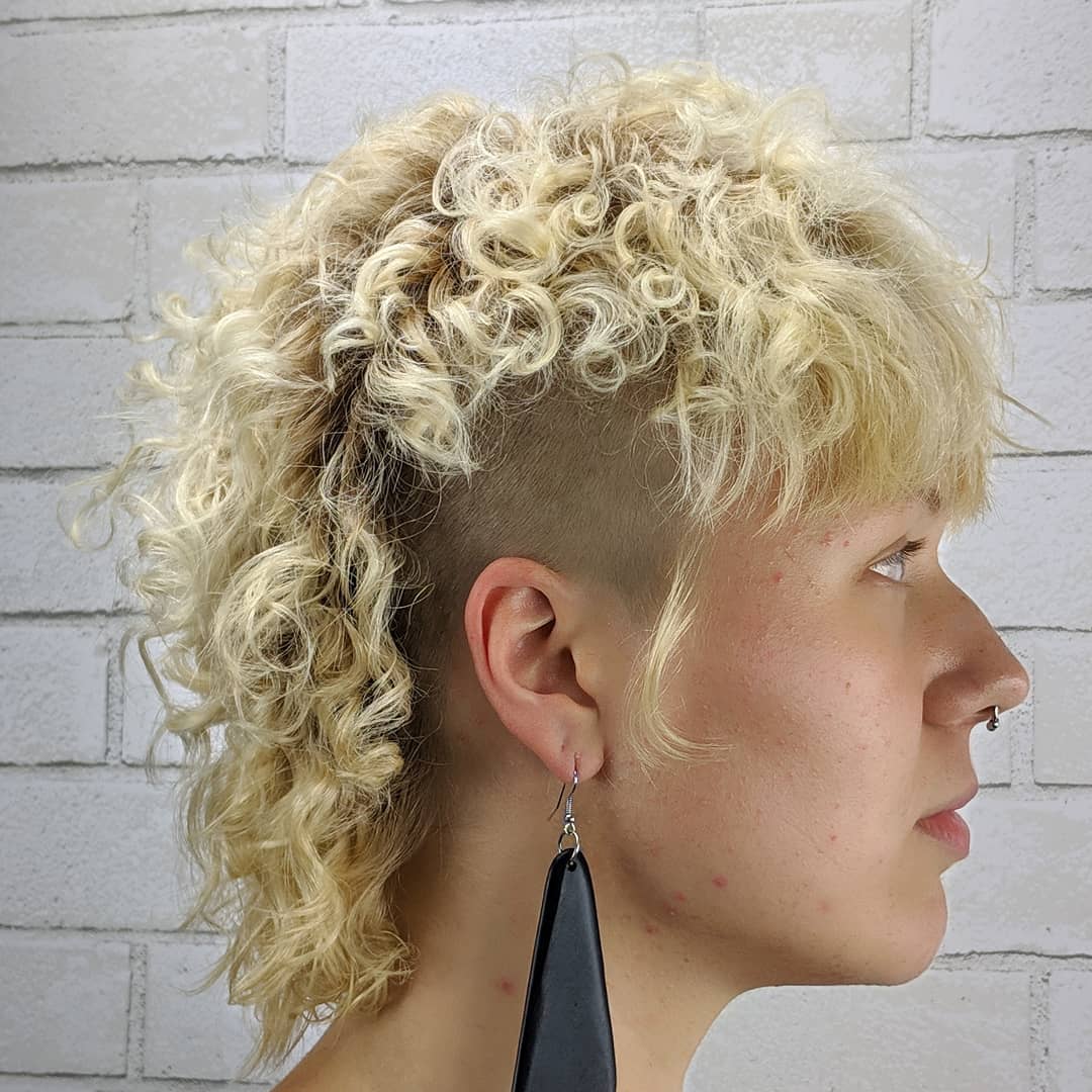 Permed Mullet Cut on Blonde Hair