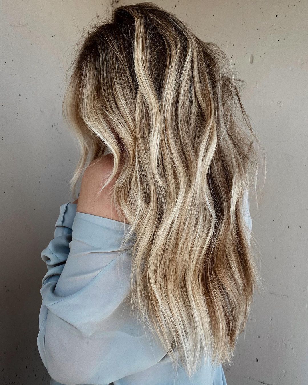 Dirty Blonde on Long Hair with Dark Roots