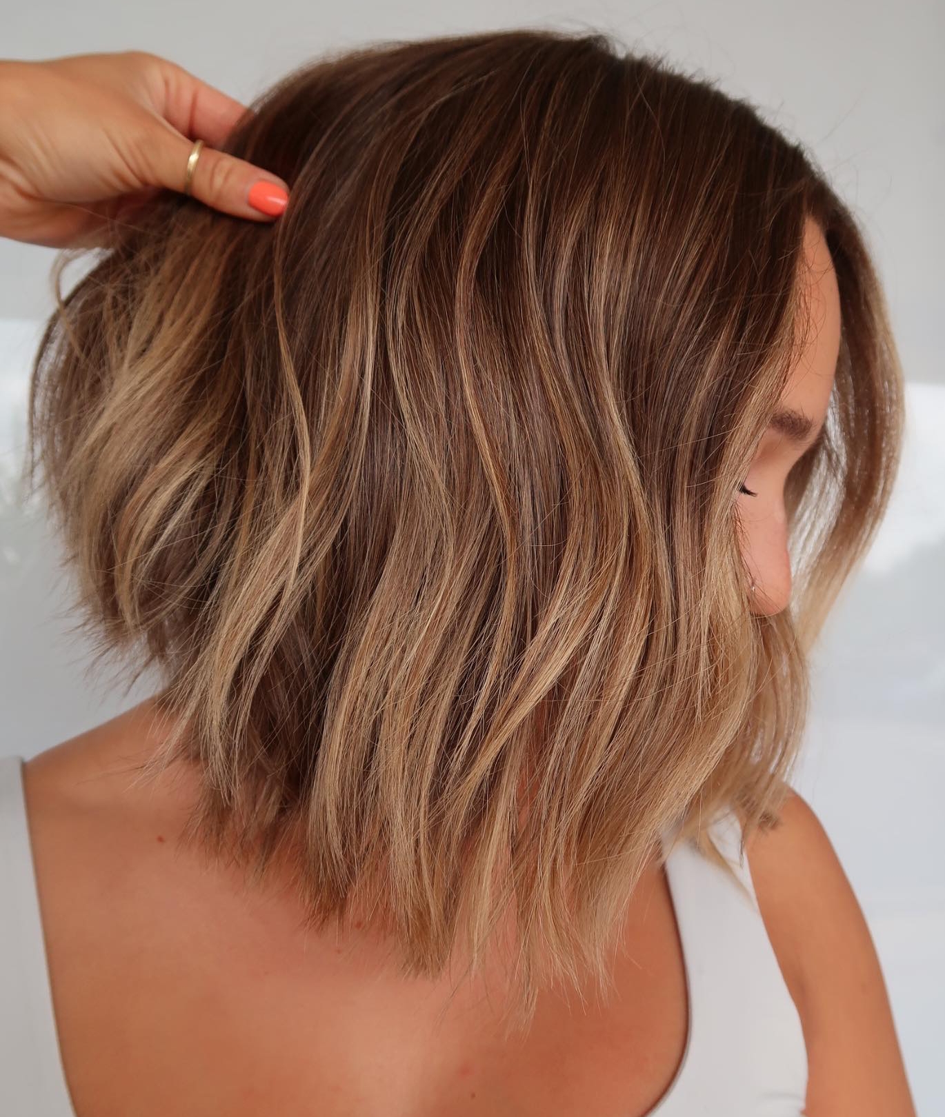 Honey Brown Hair Color on Bob Cut