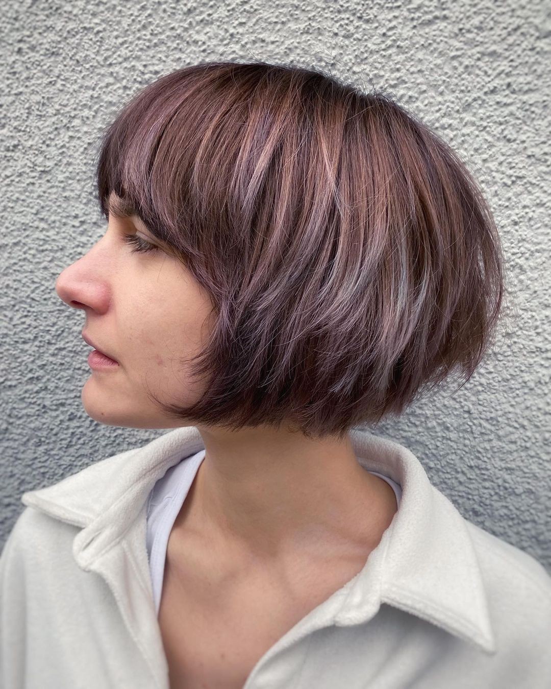 Layered French Bob Cut with Bang