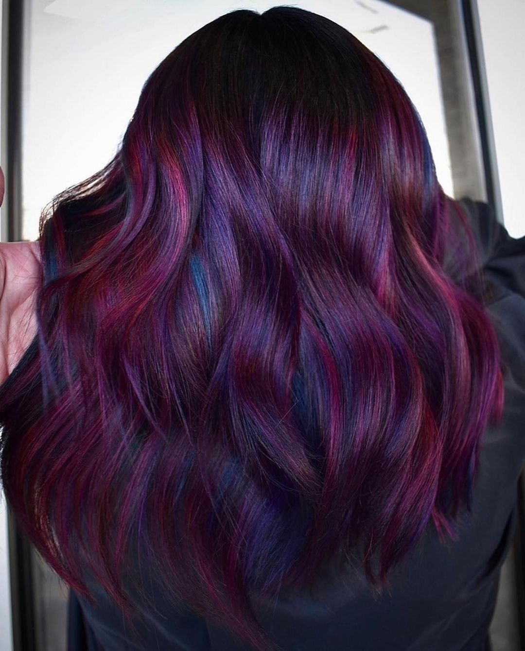 Plum Color on Long Straight Hair