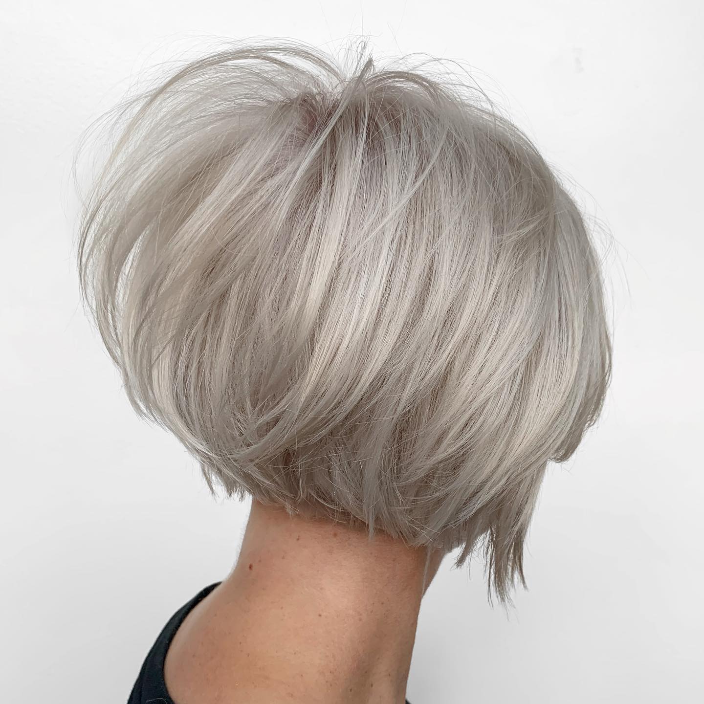 Silver Blonde on Short Bob Cut