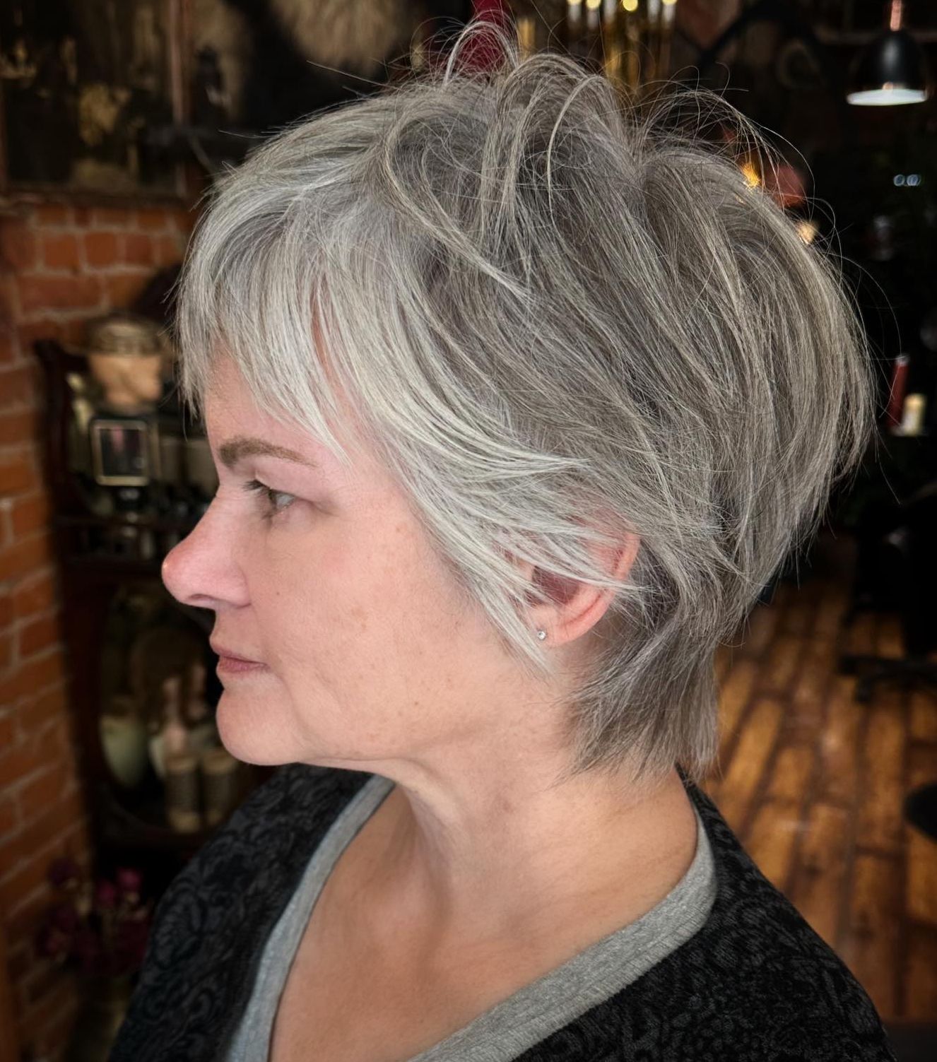 Silver Blonde Pixie Bob Hairstyle