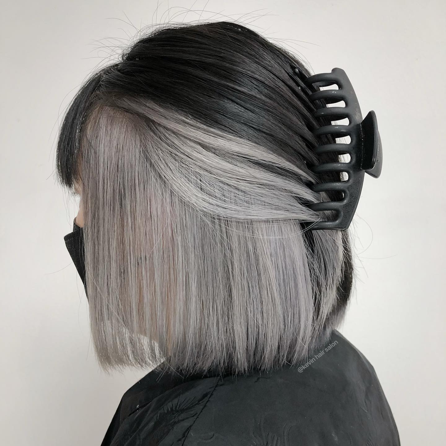 Silver Peekaboo on Black Bob Cut