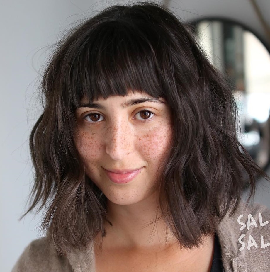 Sliced Layered Bob With Full Bangs