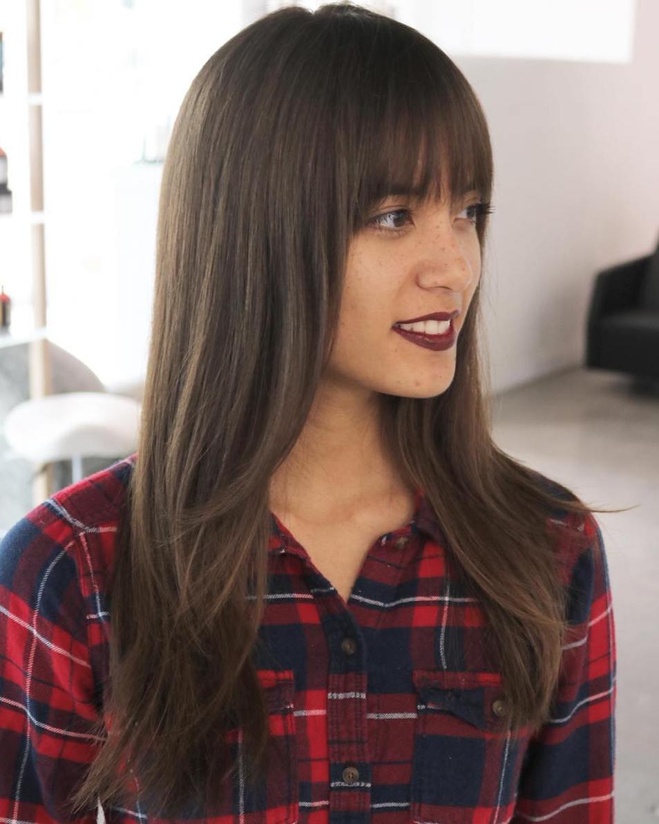 Haircuts for long straight hair with bangs best sale