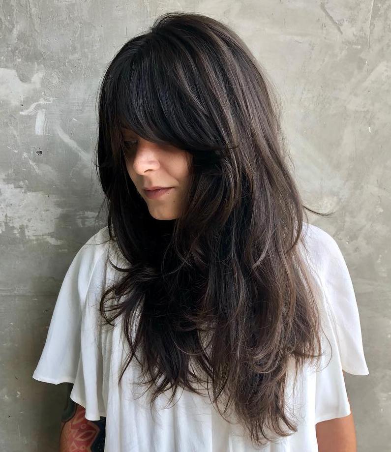 Shoulder-Length Layers and Bangs