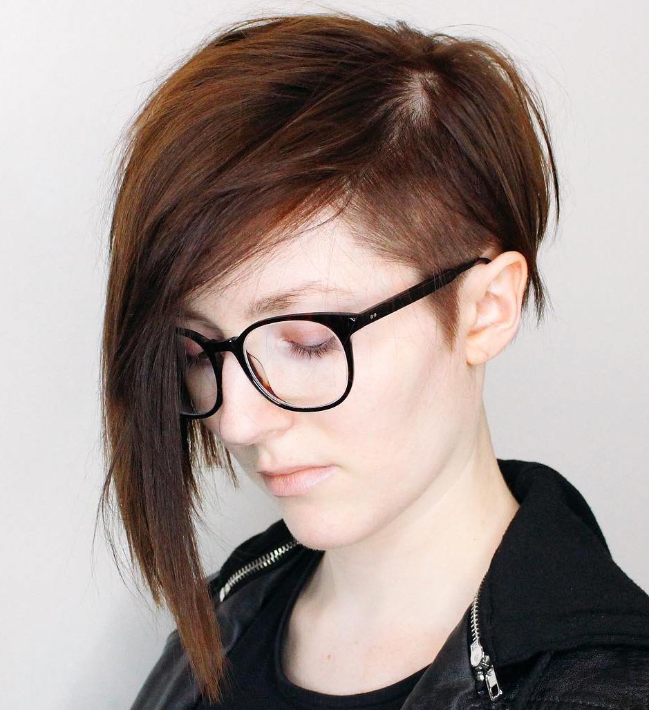 Asymmetrical Undercut Pixie With Long Bangs