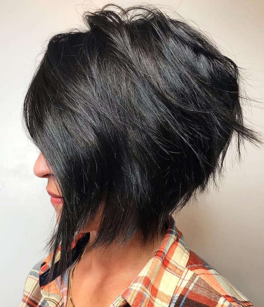 Black Stacked Shaggy Bob