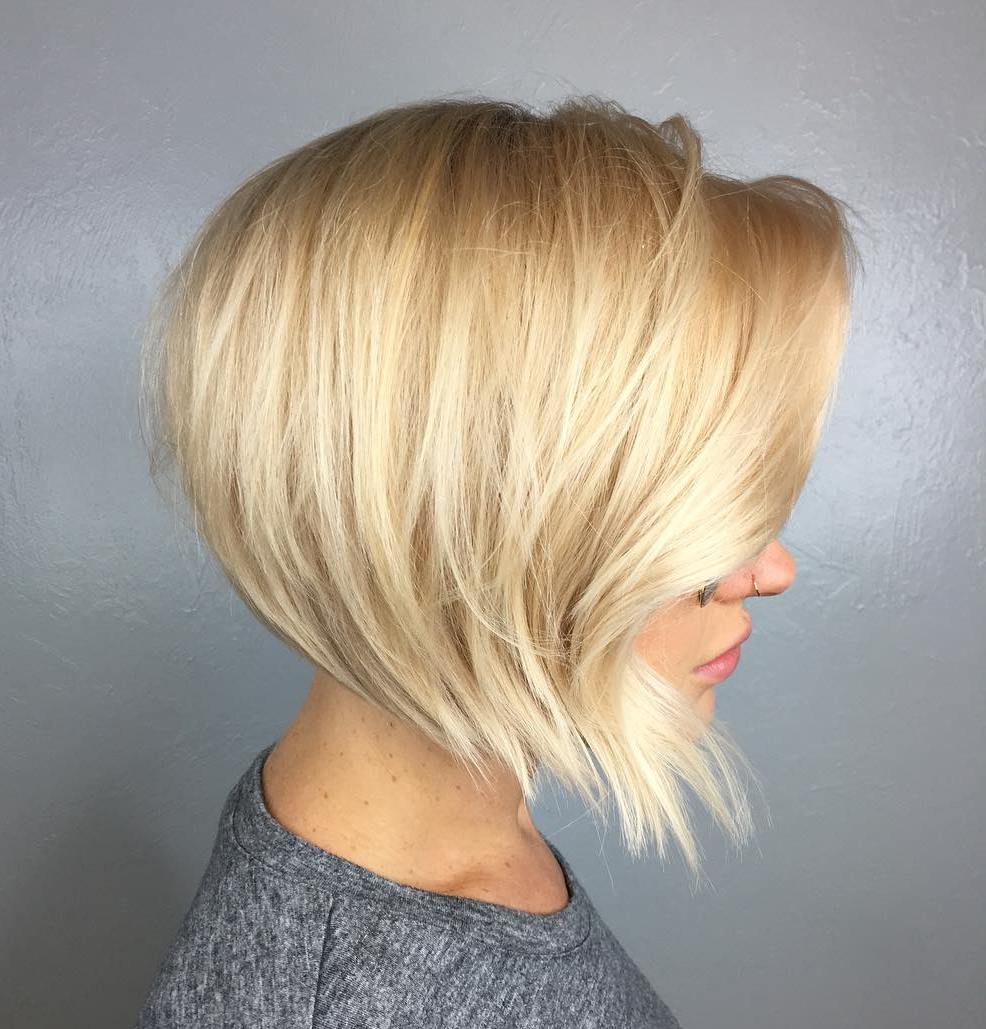 Angled Layered Blonde Bob