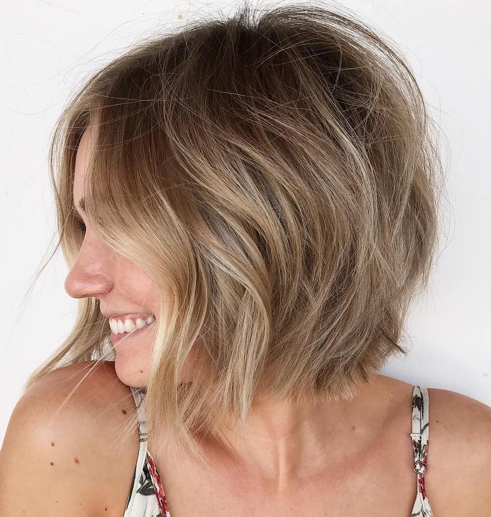 Medium-Length Shaggy Bronde Bob