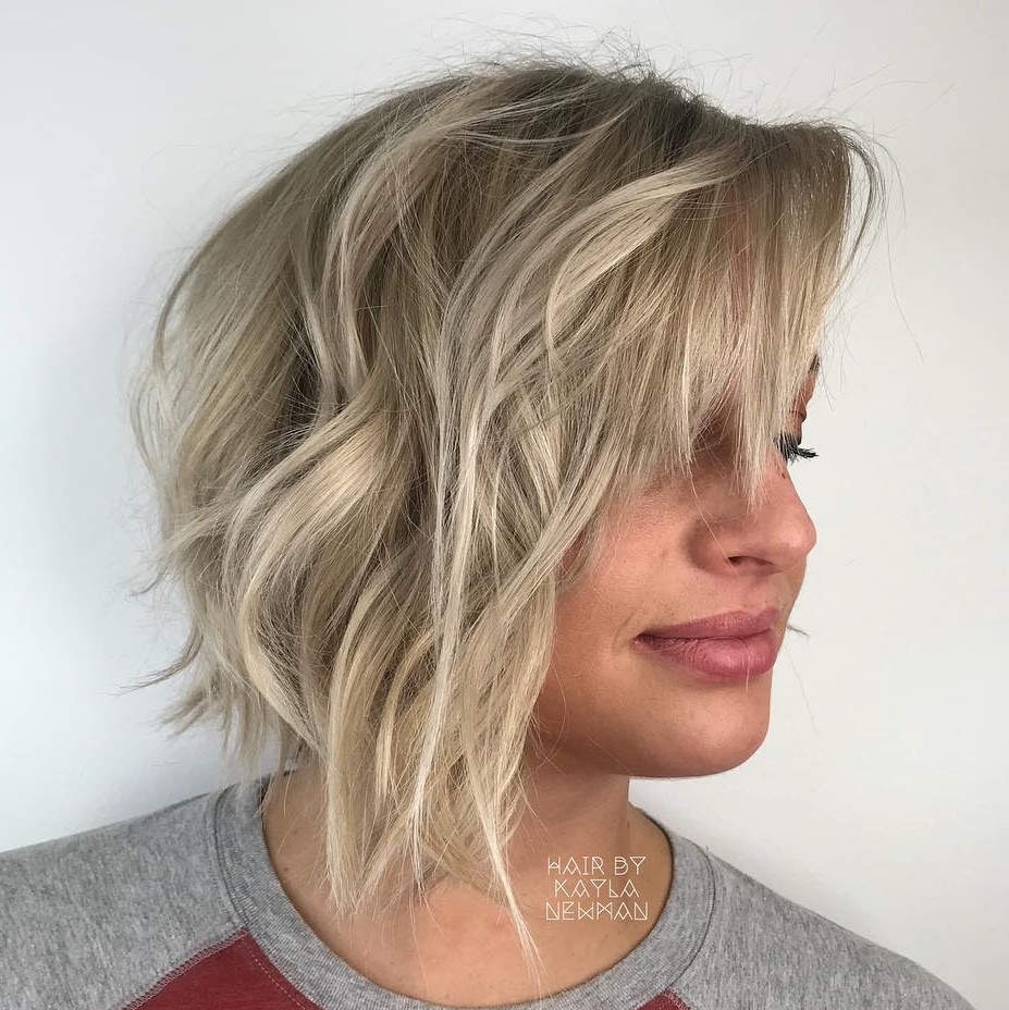 Ash Blonde Shaggy Wavy Bob