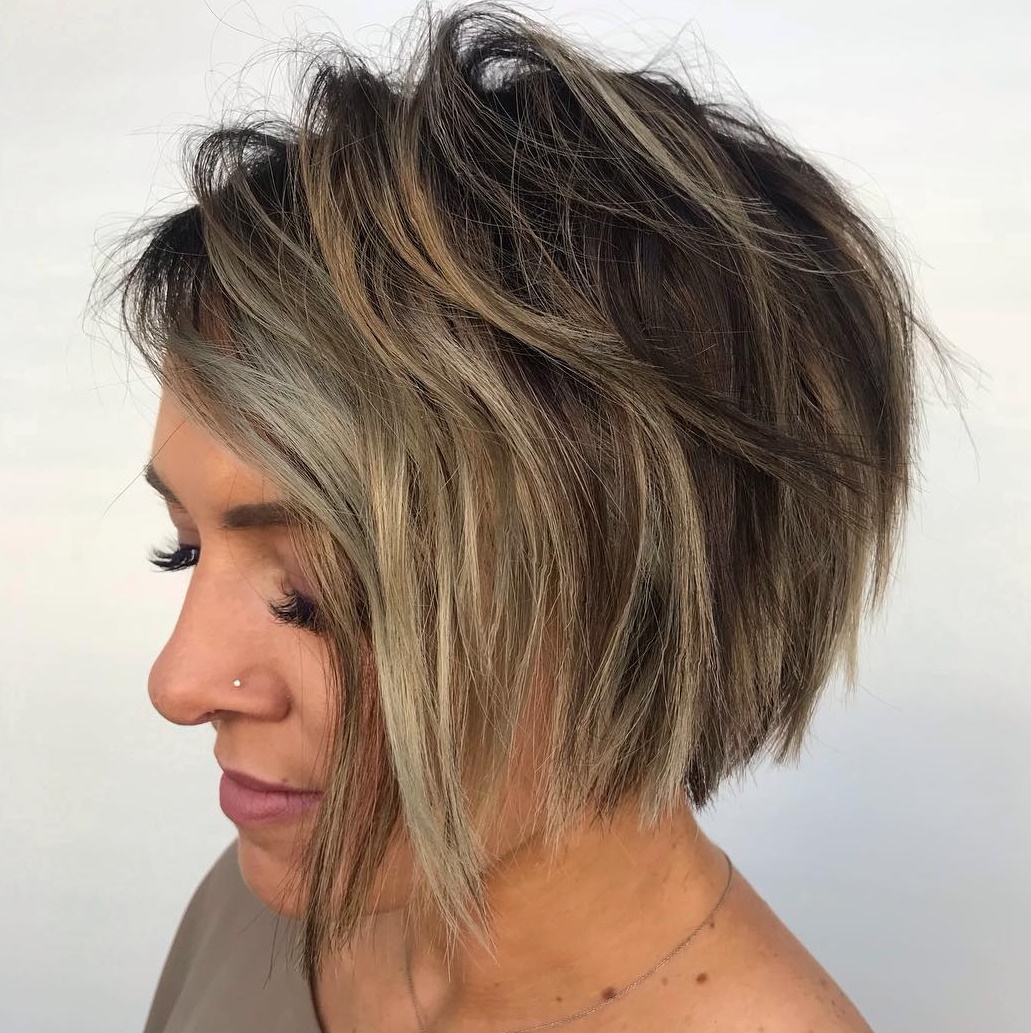 Jaw-Length Razored Bob With Bronde Balayage