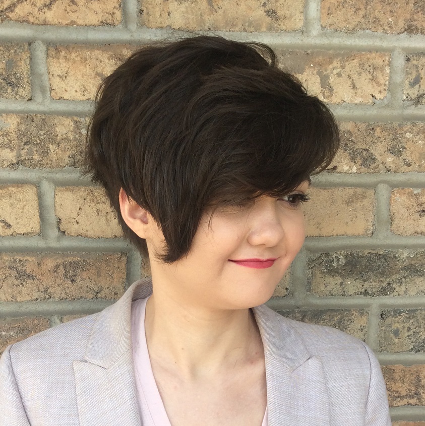 Asymmetrical Pixie For Thick Hair And Round Face