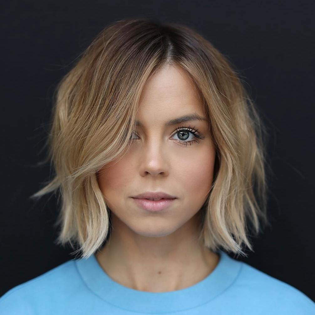 Shaggy Bronde Bob For Oval Faces